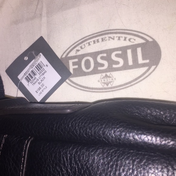 Fossil Travis Citybag Black Leather Messenger - Picture 7 of 7